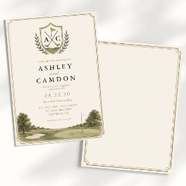 Elegante Golf-Wappen-Monogramm-Hochzeit Einladung