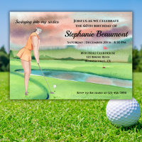 Elegante Golferin beim Schwung zum 60. Geburtstag