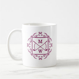 Elegante Golfschläger-Monogramm Kaffeetasse