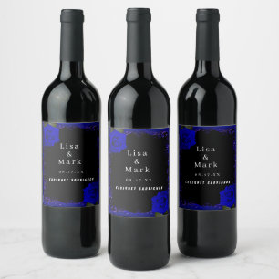 Elegante Goth Blue Rose Weinmarken Weinetikett