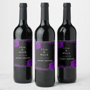 Elegante Goth Lila Rose Weinkeller und Weine Weinetikett