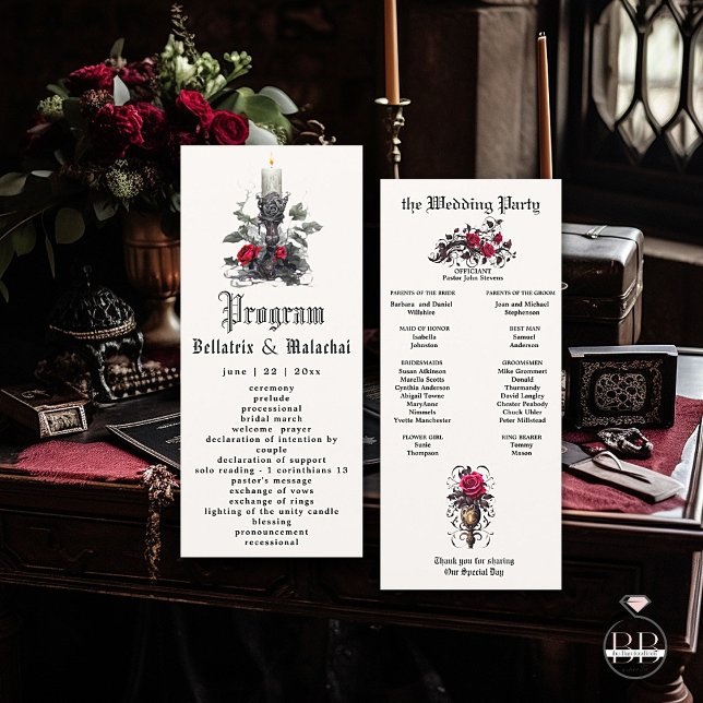 Elegante Gothic Candlestick Crimson Cherry Rose (Von Creator hochgeladen)