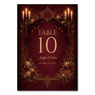 Elegante Gothic-Halloween-Hochzeitstisch-Nummer Tischnummer