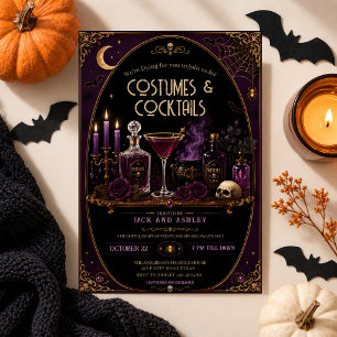 Elegante Gothic Halloween-Kostümparty Cocktails Einladung