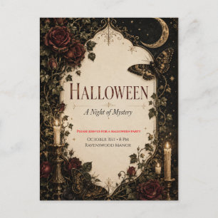 Elegante Gothic Halloween-Party-Feier Postkarte