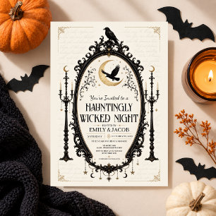 Elegante Gothic Halloween-Party Rabe Vintage Einladung