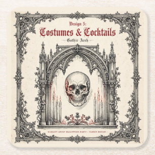 Elegante Gothic Halloween-Party Schädel  Rechteckiger Pappuntersetzer