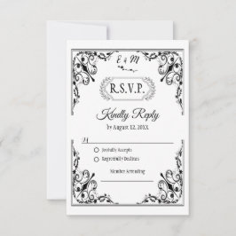 Elegante Gothic Monogram Wedding RSVP Card Karte