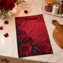 Elegante Gothic Red Roses Benutzerdefinierter Name