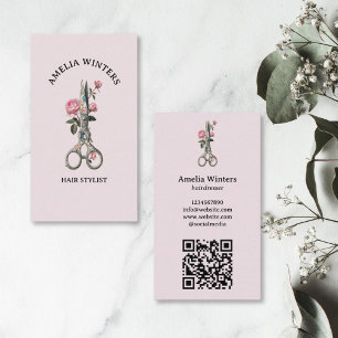 Elegante Gothic Vintage-Friseurschere Rosen Visitenkarte