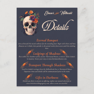 Elegante gothische 3D-Blumen-Schädel-QR-Code-Detai Begleitkarte