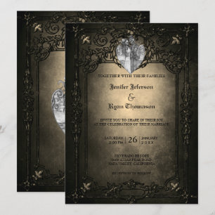Elegante gothische Halloween-Hochzeitseinladung Einladung