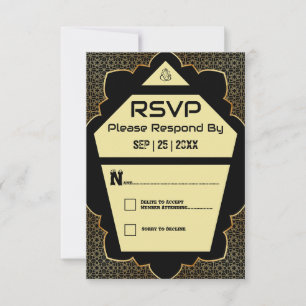 Elegante Gotische Black and Gold Response Card RSVP Karte