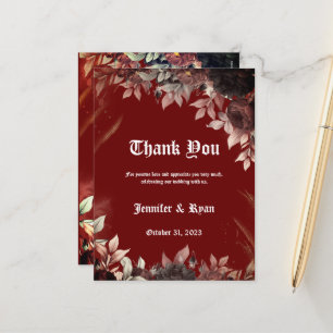 Elegante gotische Blume Hochzeit Danke Karte