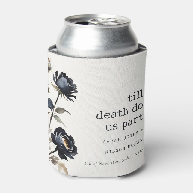 Elegante Gotische Dunkle Wasserfarbe Schwarze Rose Dosenkühler (Kanne Vorderseite)