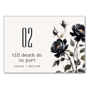 Elegante Gotische Dunkle Wasserfarbe Schwarze Rose Tischnummer