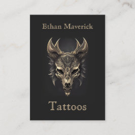 Elegante Gotische Fantasie Wolf Skull Black & Gold Visitenkarte