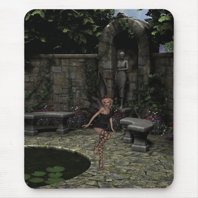 Elegante gotische Fee im Sommer-Garten Mousepad (Vorne)