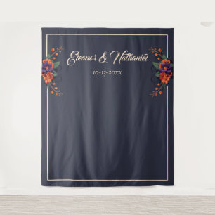 Elegante gotische florale minimalistische Hochzeit Wandteppich