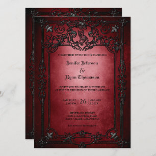 Elegante gotische Halbzeitschrift Hochzeit Einladu Einladung