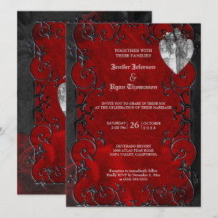 Elegante gotische Halbzeitschrift Hochzeit Einladu Einladung