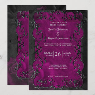 Elegante gotische Halloween lila Hochzeit Einladun Einladung