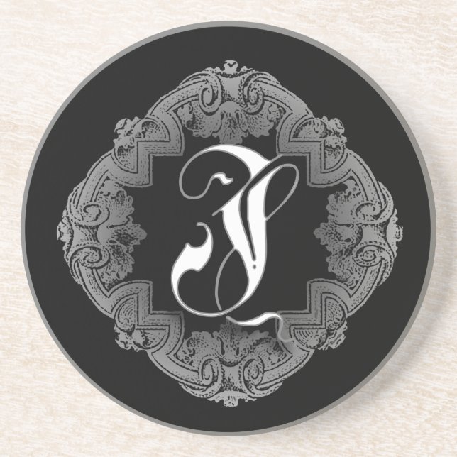 Elegante Gotische Initiale J Untersetzer (Vorne)