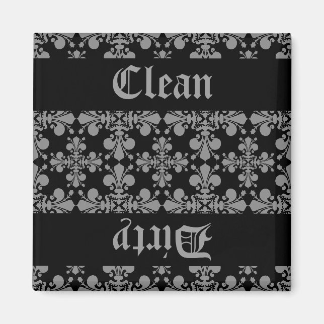 Elegante gotische Lilie Damask sauber schmutzig Magnet (Vorne)