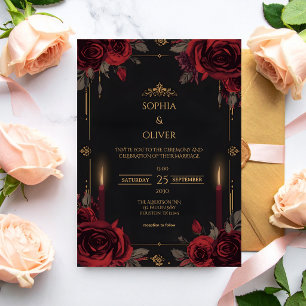 Elegante gotische Romanze-Hochzeit Einladung