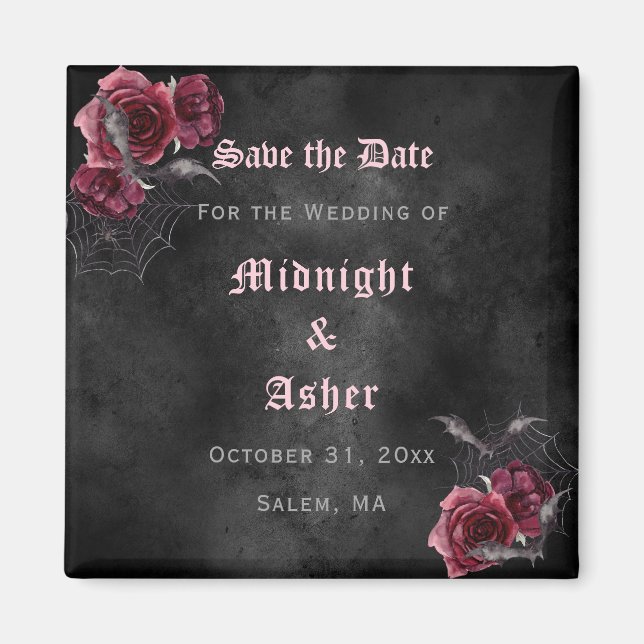 Elegante gotische Rose Save the Date Magnet (Vorne)