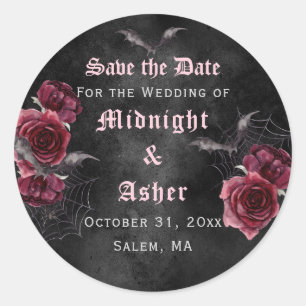 Elegante gotische Rose Save the Date Runder Aufkleber
