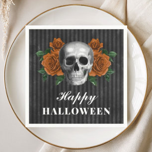 Elegante gotische Rose & Skull Happy Halloween Serviette
