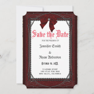 Elegante gotische rote Rosen Save the Date Einladung