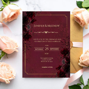 Elegante gotische rote und schwarze romantische Ho Einladung