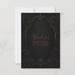 elegante gotische schwarze Rose Hochzeitsromantik Dankeskarte