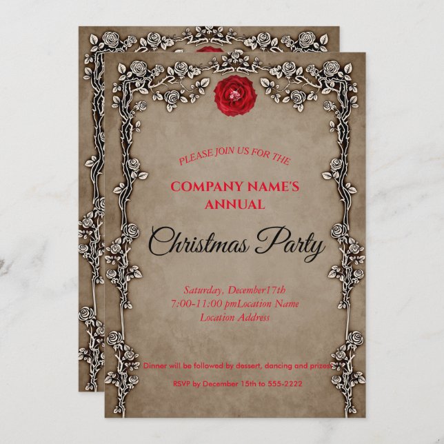 Elegante Gotische Weihnachtsfeiertage Party Einlad Einladung (Vorne/Hinten)