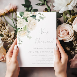 Elegante Göttliche Weiße Rosen & Sage Vow Erneueru Einladung
