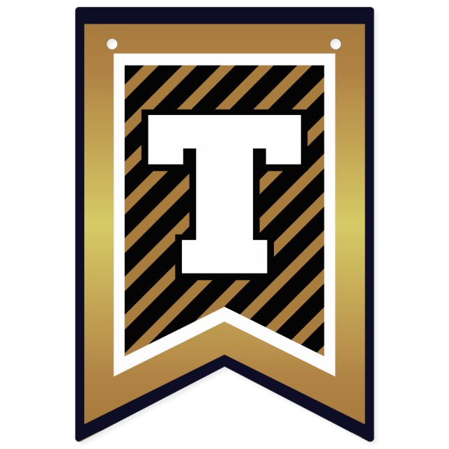 Elegante Grabungen Schwarz und Imitate Gold Wimpelkette (Elfte Fahne)