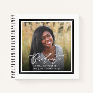 Elegante Graduate 2 Foto Square Guest Abschluss Notizbuch