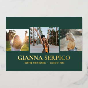Elegante Graduate Name Foil Einladung in Green
