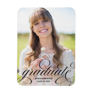 Elegante Graduate Script Foto Grad Ankündigung Magnet