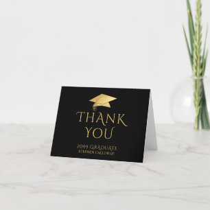 Elegante Graduate Vielen Dank Black Imitats Gold C Dankeskarte