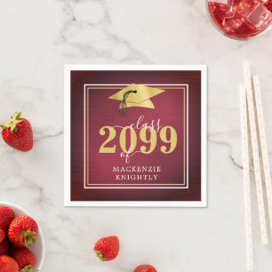 Elegante Graduation Cap Class Name Maroon Gold Serviette