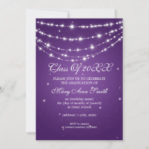 Elegante Graduation Party Sparkling Chain Lila Einladung