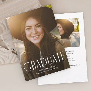 Elegante Graduierten-Typografie Foto-Abschluss Einladung