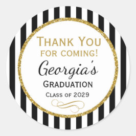 Elegante Graduierungspartei Gunst Tags Schwarzes G Runder Aufkleber