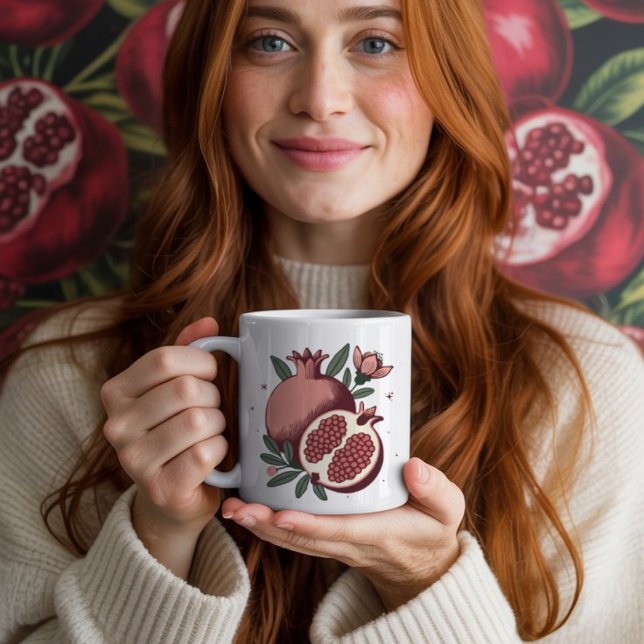 elegante Granatfrüchte mit botanischer Blume Kaffeetasse (Von Creator hochgeladen)