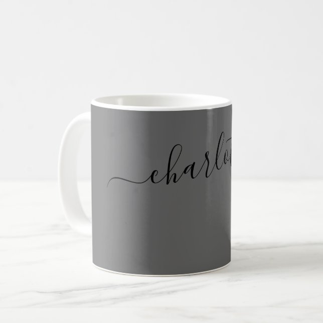 Elegante Granitfarbe Moderne Name Personalisiert Kaffeetasse (Vorderseite Links)