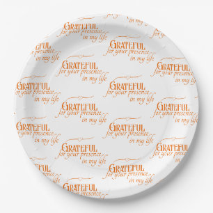 Elegante Grateful Erntedank Autumn Typografy Pappteller