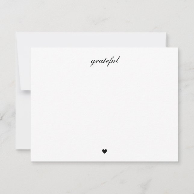 Elegante Grateful Heart Script Old Money Dankeskarte (Vorderseite)